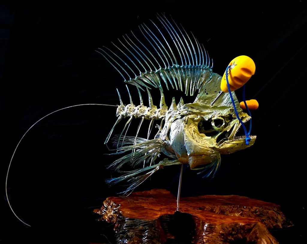 Original IkiPik positioned on a fish to demonstrate ike jime brain spiking